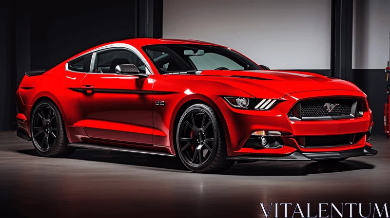 Red 2016 Mustang: Dramatic Lighting, Curved Lines | Garage AI Image