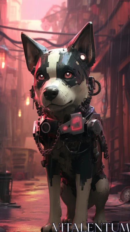 Serious Dog in Dark Alley - Digital Painting AI Image