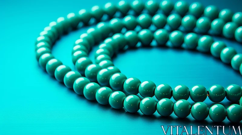 Turquoise Beads on Blue Background AI Image