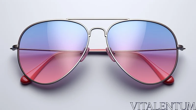 Aviator Sunglasses 3D Rendering - Gradient Pink Blue Lenses AI Image