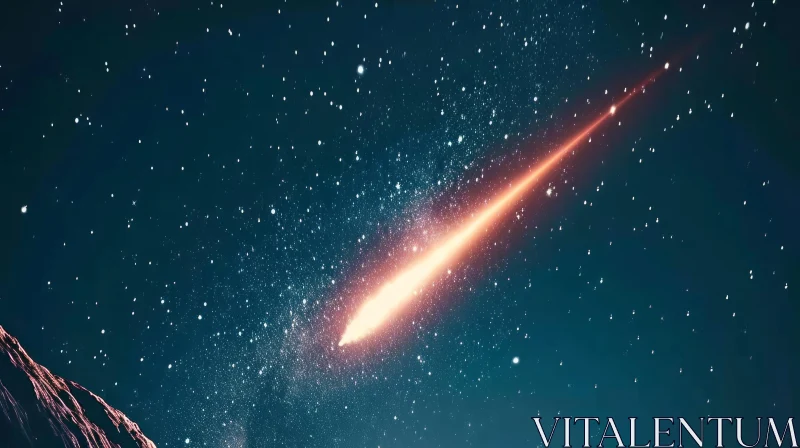 AI ART Bright Meteor Streaking Across Night Sky