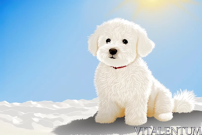 Captivating Illustration of a White Puppy in Sunshine AI Image