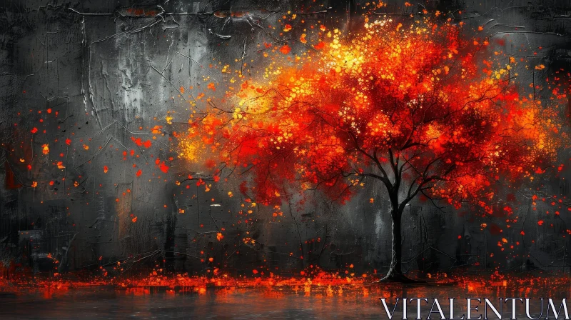 AI ART Majestic Tree in Fall - Tranquil Nature Painting