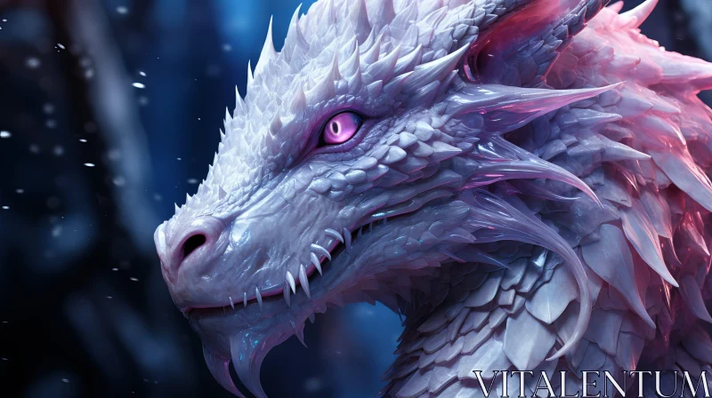 White Dragon Head in Winter Landscape AI Image
