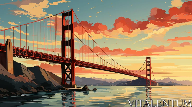 AI ART Golden Gate Bridge Painting - Colorful San Francisco Artwork