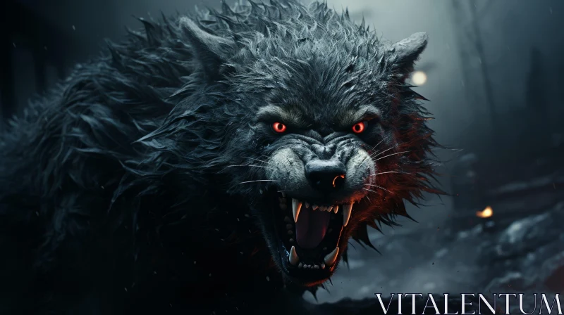 Menacing Werewolf in Dark Forest AI Image