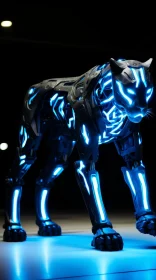 Robotic Panther in Dark Industrial Setting