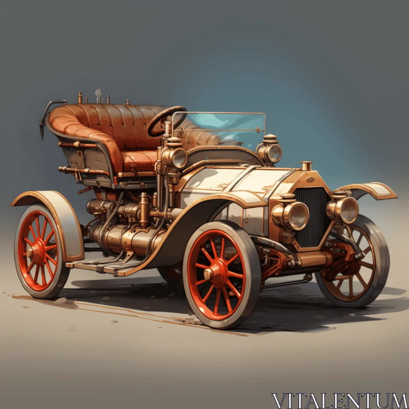 Steam-Powered Car: A Colorful and Detailed Artwork AI Image