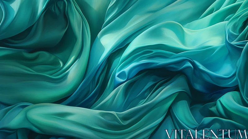 AI ART Teal Silk Fabric Close-up | Rich and Vibrant Colors