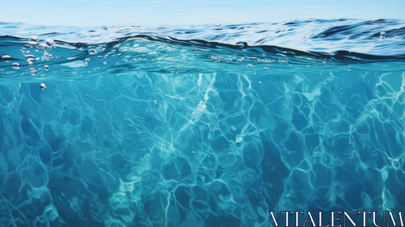 Underwater Scene Painting - Blue Water Realism AI Image