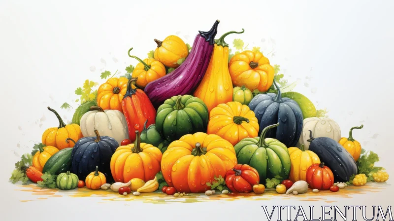 Colorful Pumpkins and Vegetables Pile Photo AI Image