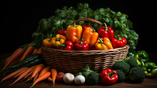 Colorful Still Life Composition with Bell Peppers and Vegetables
