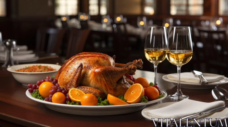 Delicious Thanksgiving Turkey with Festive Sides AI Image