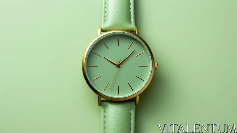 Elegant Wristwatch on Green Background AI Image