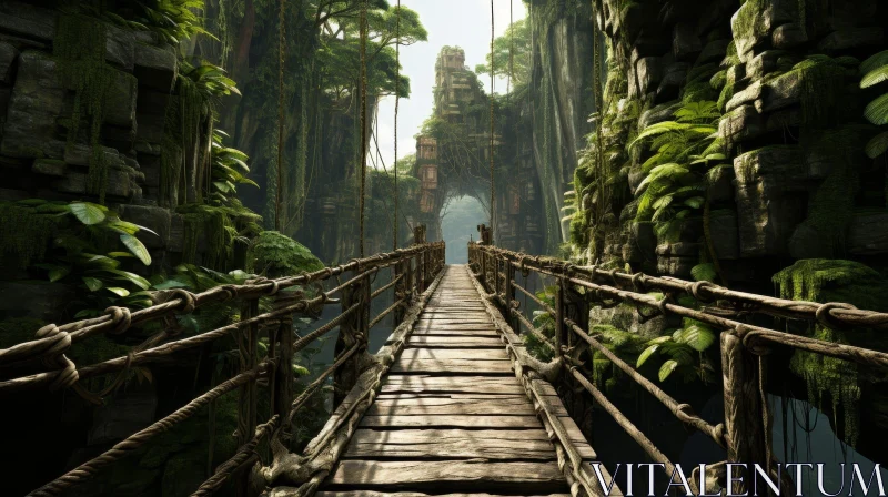 Enigmatic Jungle Bridge Artwork AI Image