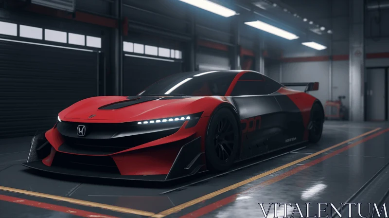 Futuristic Honda Racing Car in Unreal Engine Garage - Hyper-Detailed Render AI Image