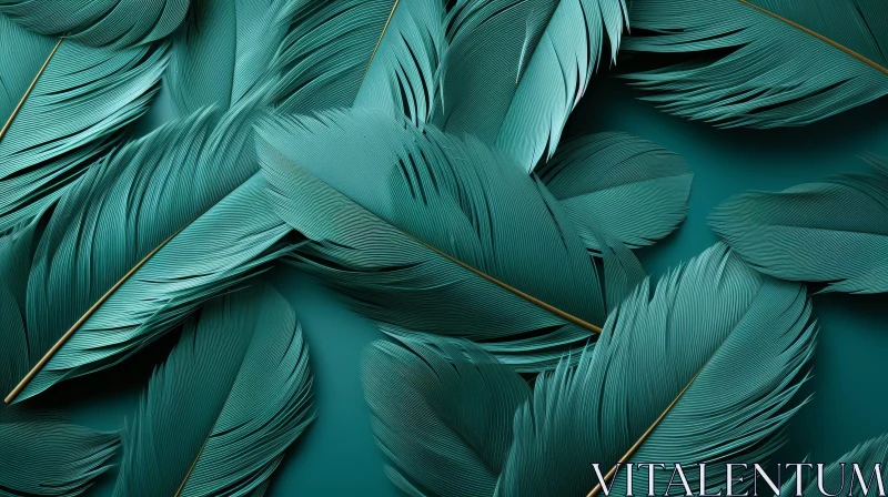 Green Feathers Close-Up Background AI Image