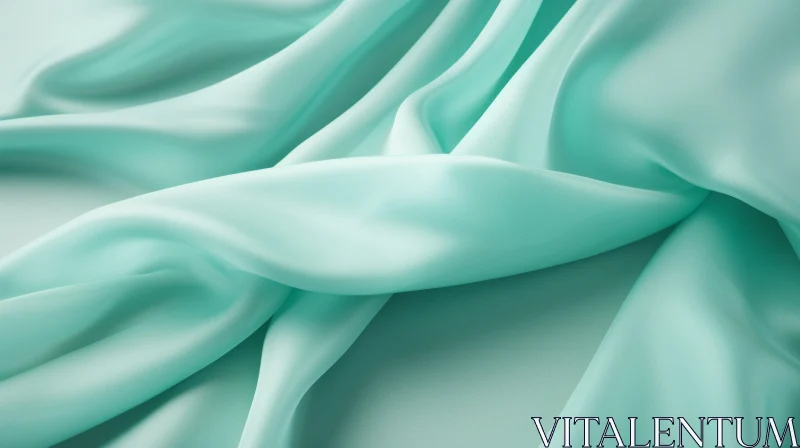 Mint Green Silk Fabric Texture Close-Up AI Image