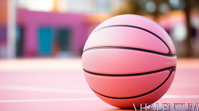 Pink Basketball Close-up on Court AI Image
