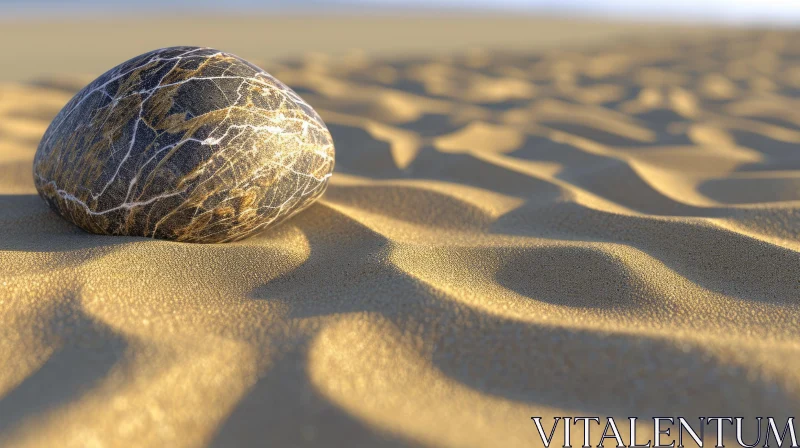 Tranquil Stone on Sand Dune AI Image
