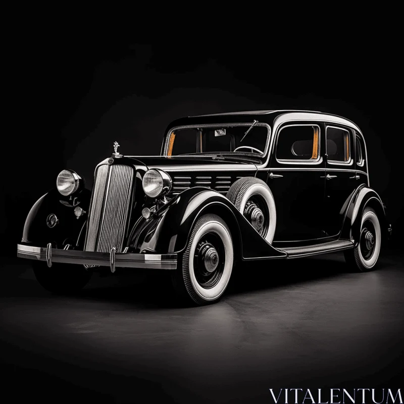 Elegant Classic Black Car in Dimly Lit Room | Polished Craftsmanship AI Image