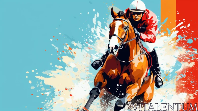 Exciting Horse Racing Digital Painting AI Image