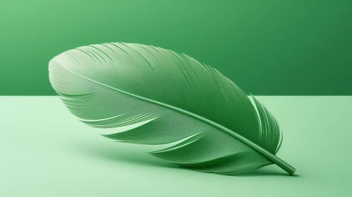 Green Feather 3D Rendering - Soft and Elegant