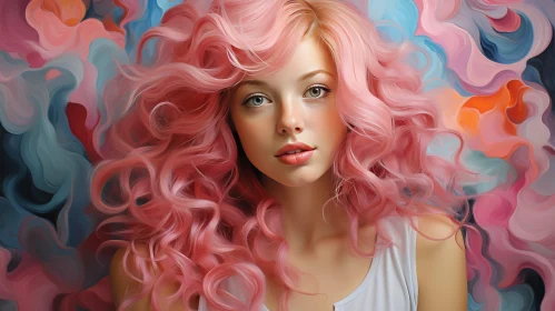 Pink-Haired Woman Portrait in Fashion Setting