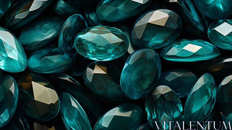 Teal Gemstones Texture - Close-Up Shot AI Image