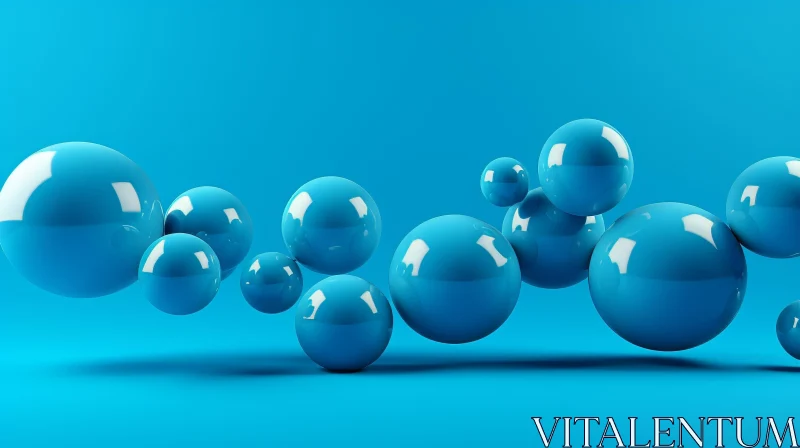 Blue Glossy Spheres Cluster 3D Illustration AI Image