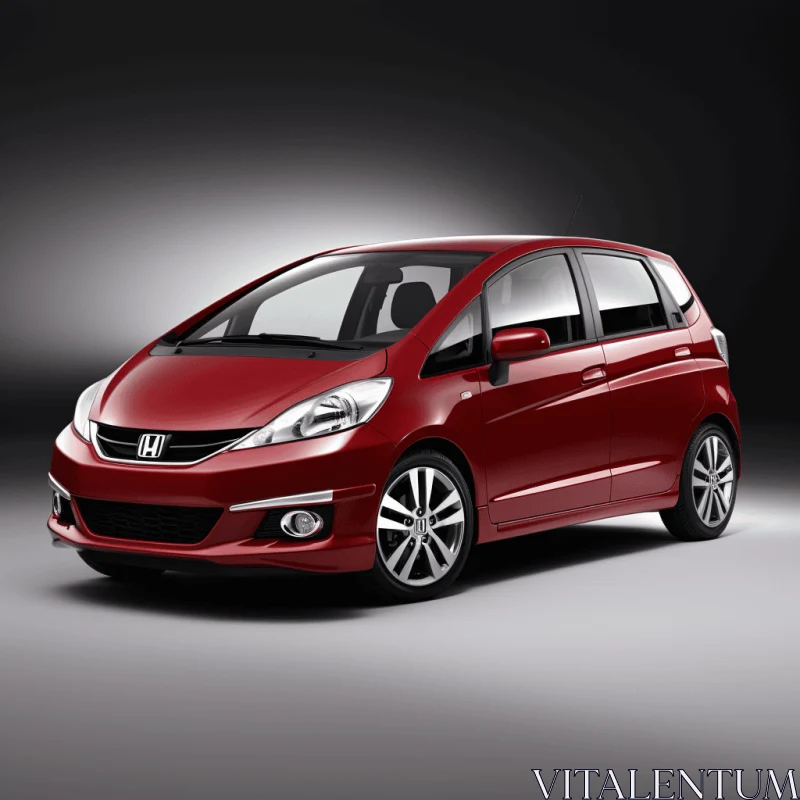 Captivating Honda Fit Artwork: Realistic Rendering in Red Light AI Image
