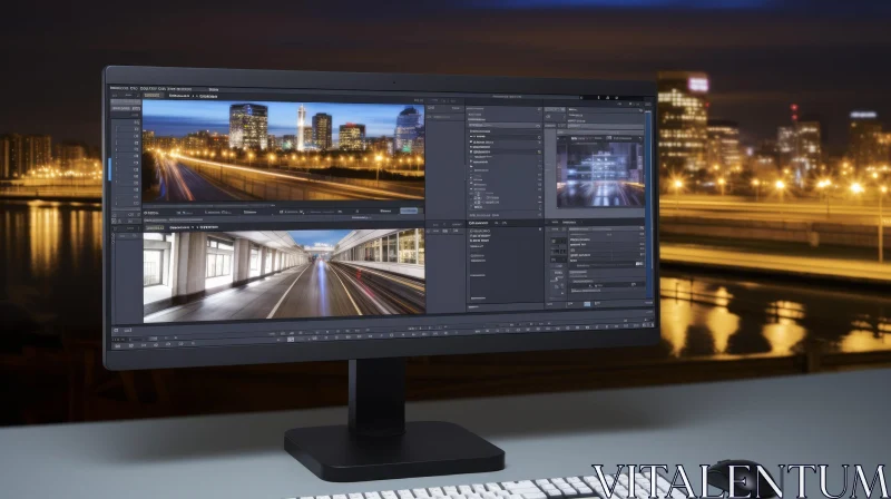Video Editing Software Interface on Computer Monitor AI Image