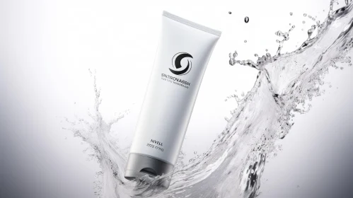 White Tube Cosmetic Product with Splash of Water