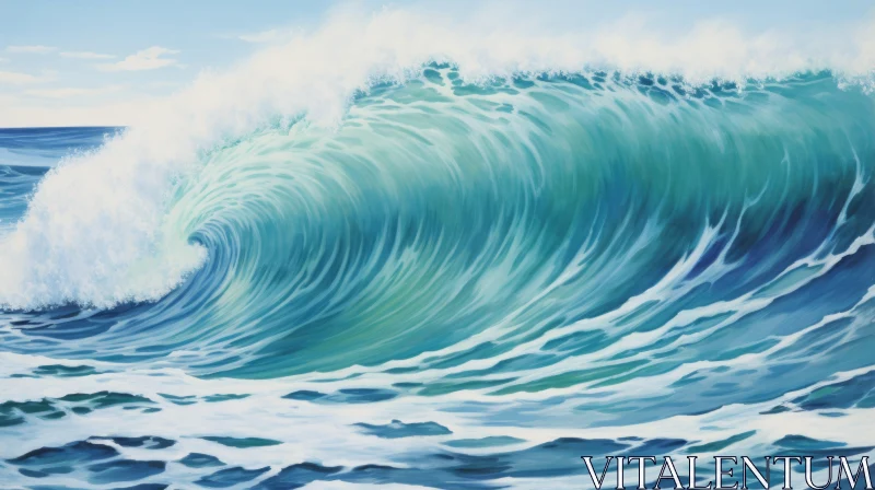 Crashing Wave Painting - Realistic Beach Scene AI Image