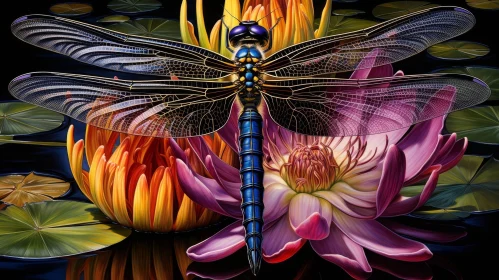 Dragonfly on Lily Pad Painting