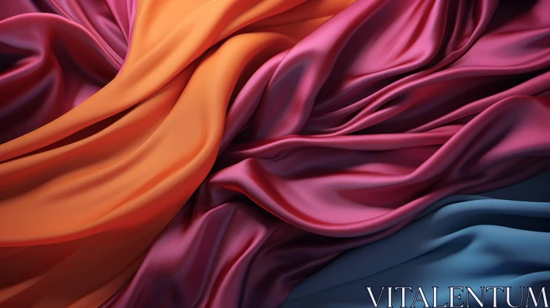 Elegant Silk Fabric Waves in Orange, Purple, and Blue AI Image