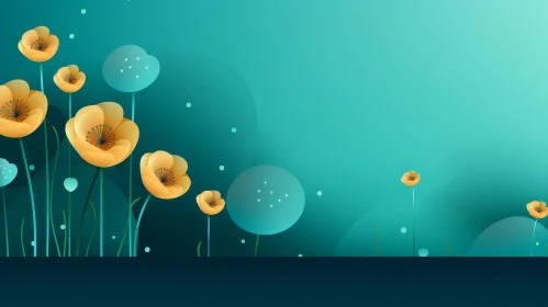 Yellow Flowers on Blue Background | Vector Illustration