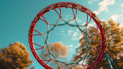 Basketball Hoop in Autumn Setting