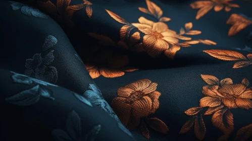 Dark Blue Fabric Floral Pattern - Texture Background Design