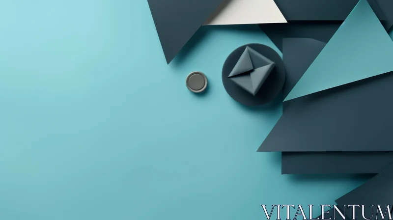 Elegant Blue and Gray Geometric 3D Render with Gift AI Image