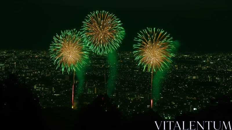 Enchanting Night Sky Fireworks Display AI Image