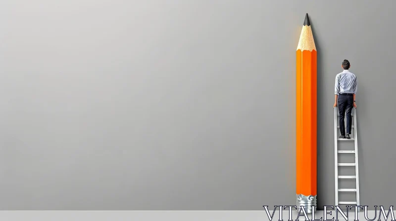Giant Pencil Art Installation - Surreal Conceptual Design AI Image