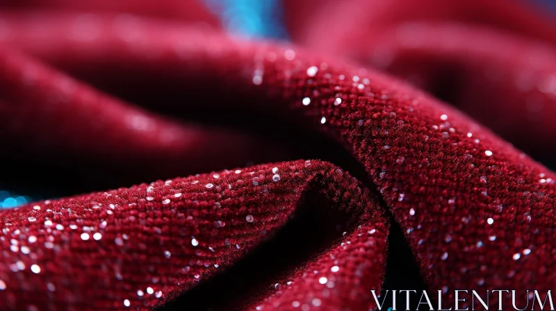 Luxurious Red Velvet Fabric Close-Up AI Image