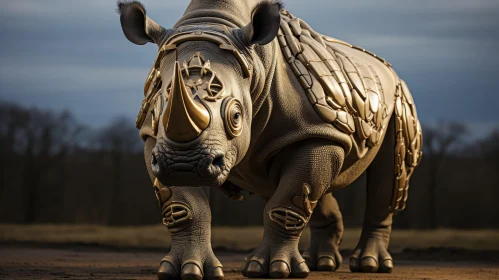 Powerful Rhinoceros in Nature
