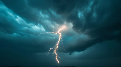 Striking Lightning in Stormy Sky