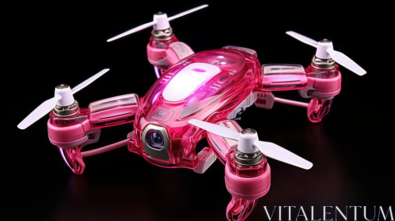 Pink and White Drone with Camera and Propellers AI Image