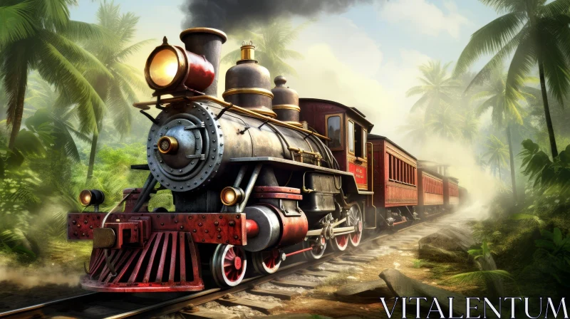 AI ART Vintage Steam Locomotive in Jungle - Adventure Speed