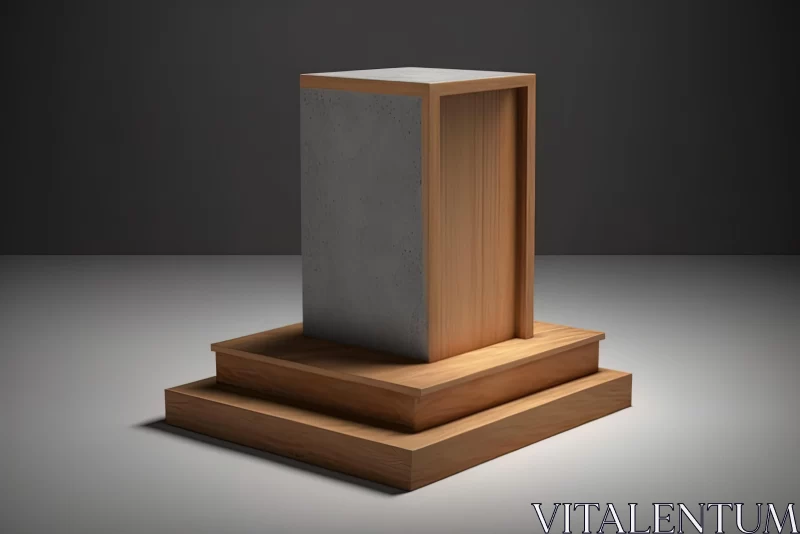 Wooden Box with Concrete Top - Realistic Rendering AI Image