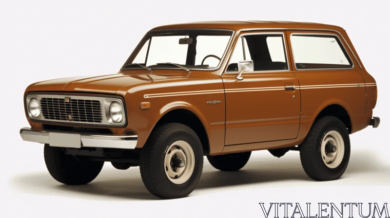 Brown SUV on White Background: A Captivating Artwork from the 1970s AI Image