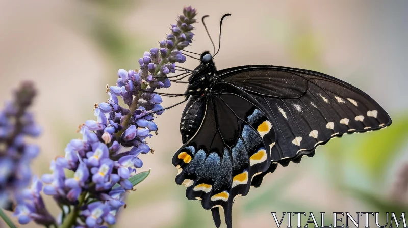 AI ART Close-up Butterfly on Purple Flower